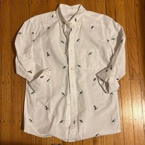 EUC J Crew embroidered critter shirt in parrot pattern